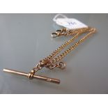 9ct Gold Albert watch chain with bar and clip