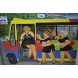 Beryl Cook, signed coloured print ' Bus Stop ',