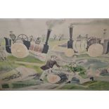 Michael Rothenstein, lithograph, ' Timber Felling, Essex ', 16.5ins x 26.