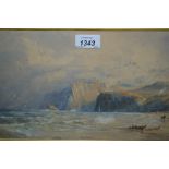 John Mogford, watercolour, a rocky coastal scene, signed and dated 1869 / '70, 8ins x 13ins,