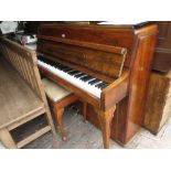1920's Walnut cased upright piano on cabriole front supports by Knight,