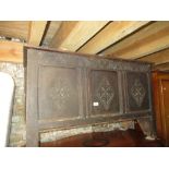 19th Century oak three panel coffer having hinged cover,