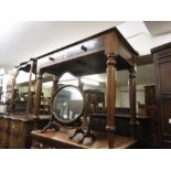 19th Century mahogany two drawer dressing table together with an oval swing frame toilet mirror