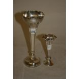 Chester silver flared rim spill vase together with another spill vase