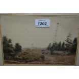 John Coverdale Newberry, watercolour, ' Road Building at Hinksley Hill, signed,