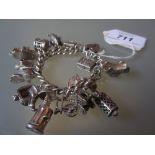 Silver curb link charm bracelet