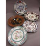 Five various 19th Century Ironstone plates, together with 20th Century Art pottery bowl,