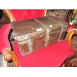 19th Century metal banded hardwood campaign writing box,