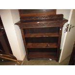 Victorian carved oak three shelf open bookcase