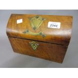 Victorian walnut brass mounted stationery box with an arched hinged lid