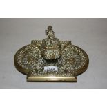 19th Century cast brass inkwell