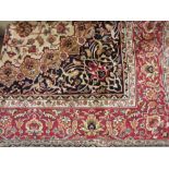 Kashan style machine woven beige ground carpet, 2.80 x 2.