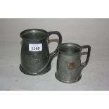 Two Liberty Tudric pewter golfing presentation mugs, one bearing enamel plaque, Richmond Hill,