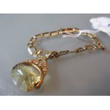 Victorian 9ct gold bracelet with citrine fob