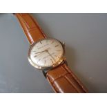 Ernest Borel gentleman's 9ct gold cased wristwatch with leather strap