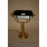 20th Century brass desk lamp with green glass shade