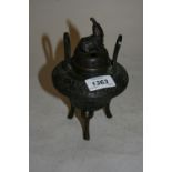 19th Century Chinese bronze censer with cover,