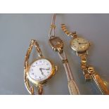 Ladies 18ct gold cased wristwatch with enamel dial and Arabic numerals, signed Penlington and Batty,