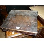 19th Century stained pine writing box with slope front (a/f)