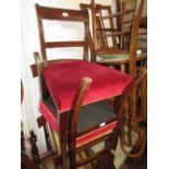 Set of three 19th Century mahogany rail back dining chairs on turned tapering front supports