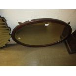 Edwardian oval mahogany inlaid wall mirror and a frameless wall mirror