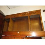 Reproduction yew wood dwarf open bookcase together with another similar smaller bookcase