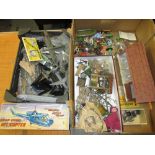 Box containing a quantity of mixed toy lead soldiers,