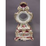 19th Century Paris porcelain clock case with painted floral decoration