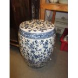 Chinese blue and white floral decorated circular garden seat