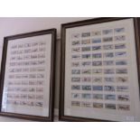 Group of three framed sets of cigarette cards, John Player International Airliners,