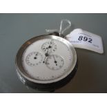 Continental silver cased crown wind chronograph pocket watch,
