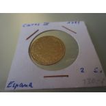 Carlos III, Spanish gold two escudo coin,