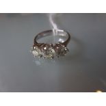 18ct White gold three stone diamond ring, approximately 1.