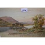 M. Crouse, pair of watercolour landscapes with fishermen and loch, 8.