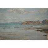 John Wheatley, 20th Century oil on canvas, rocky coastal scene, signed, 19.5ins x 23.