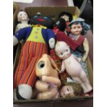 Quantity of bisque headed felt and other dolls