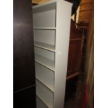 Modern painted six shelf open bookcase