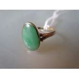 15ct Oval jade set ring