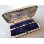 Early 20th Century 15ct gold bar brooch set diamond and two sapphires