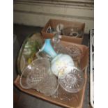 Small box containing a quantity of various moulded and cut glass bowls, vases etc.