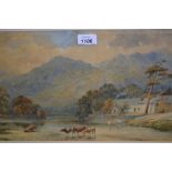 19th Century watercolour, inscribed verso, Grange, Borrowdale, Cumbria, by Alfred Powell,