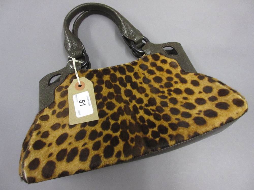Cartier leopard print and brown leather ladies handbag