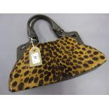 Cartier leopard print and brown leather ladies handbag