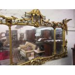 19th Century giltwood overmantel mirror in Chinese Chippendale style,