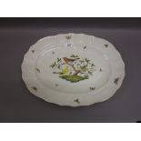 Herend oval porcelain meat plate painted with birds and butterflies