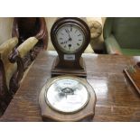 Edwardian mahogany shell inaid balloon shaped single train mantel clock,