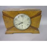 Art Deco walnut three train mantel clock