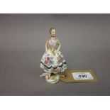 19th Century German porcelain scent bottle in the form of a lady with a floral dress