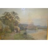 Henry Charles Fox, watercolour, the river Thames near Pangbourne, signed and dated 1901,