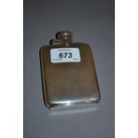 Small Birmingham silver hip flask with engine turned decoration